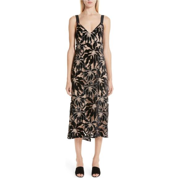 Beaufille Floral Velvet Appliqué Lace Slipdress - Picture 2 of 15